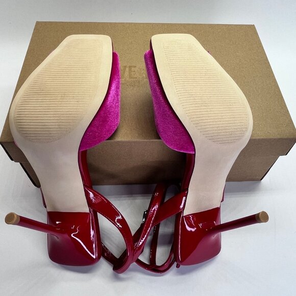 Steve Madden Lilac Pink Velvet Heels Size 7.5 Stiletto Ankle Strap High Heel - Picture 14 of 16